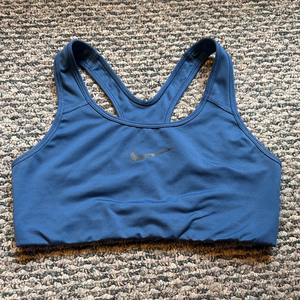Nike Women's Navy Racerback Sports Bra with Reflective Swoosh